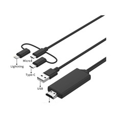 Cabo 3 em 1 Luo HDMI para Lightning, Micro USB e USB-C