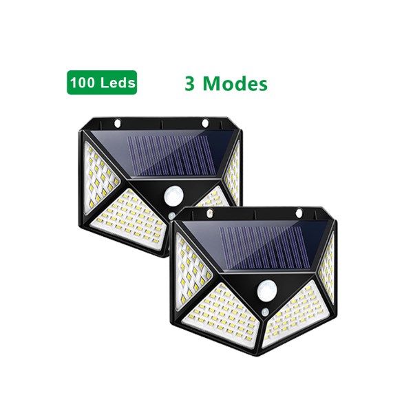 Luz Led Solar de parede com Sensor de Movimento - 100 Leds