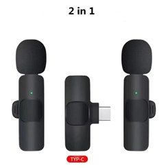 Microfone Sem Fio Para Smartphone, BLG B-60C USB-C - Preto
